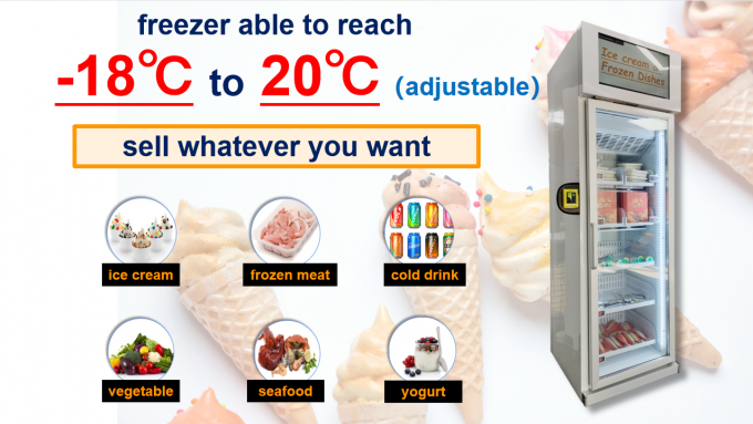 Система охлаждения замораживателя автомата мороженого с читателем карты экрана касания в торговом центре